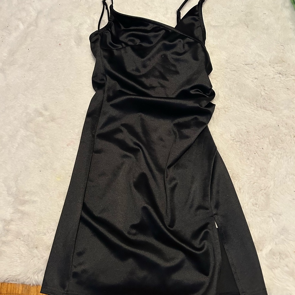 Lucy in the Sky Black Satin Gown